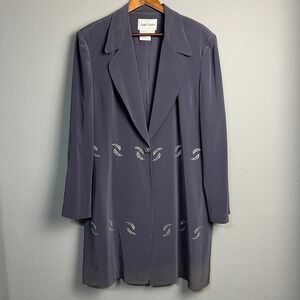 Aussie Austine Blazer Dress Rhinestone Embellished‎ Elegant Size 16 Gray Career